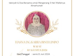Turud Berduka Cita Atas Berpulang Ke Rahmatullah Orang Tua Dari Anggota Alaka Solidarity.Ibu Hasna Dg.Karra Binti Limpo.   