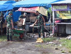 Personel Kodim 1422/Maros Gelar Aksi Bersih-Bersih di Pasar Pakkalu*