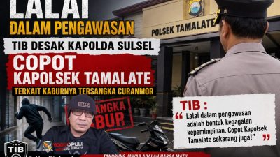 TIB Desak Kapolda Sulsel Copot Kapolsek Tamalate Terkait Kasus Kaburnya Tersangka Curanmor Sekaligus Penadah 